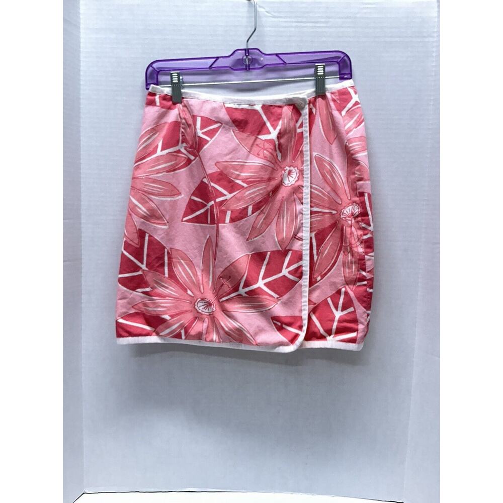 VTG Lilly Pulitzer Size 6 'Reversible' Wrap‎ Skirt Pink Flowers & Yellow